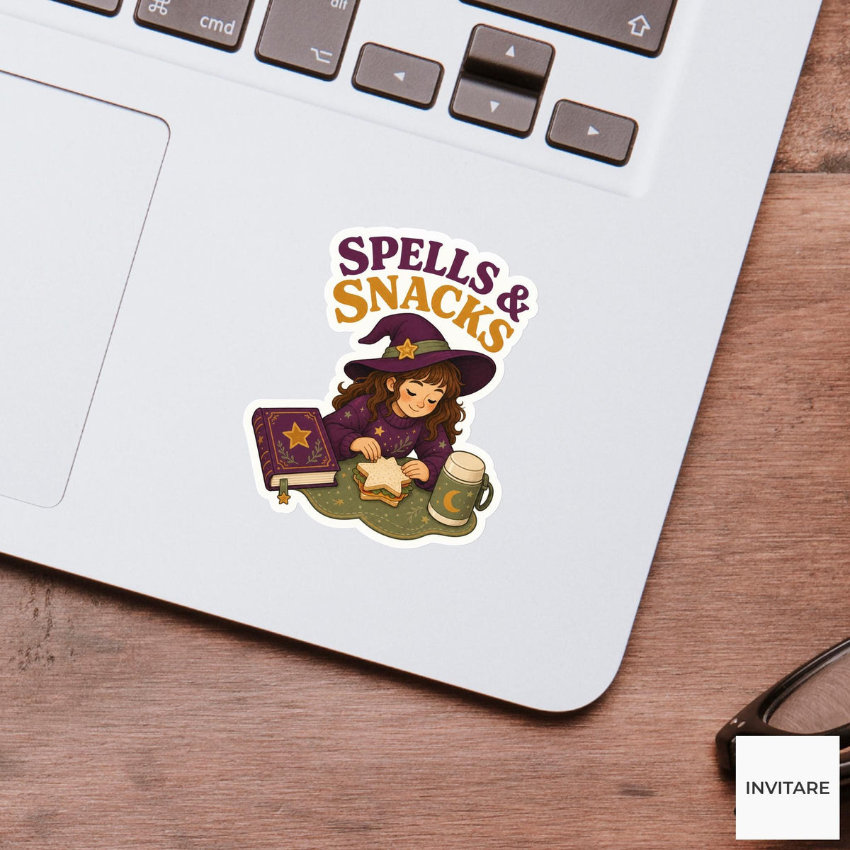 Spells and Snacks Sticker, Funny Spooky Halloween Laptop Bottle Planner Journal Gift