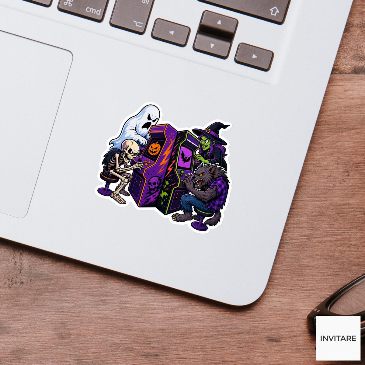 Haunted Arcade Tournament Sticker, Cute Spooky Halloween Laptop Bottle Planner Journal Gift