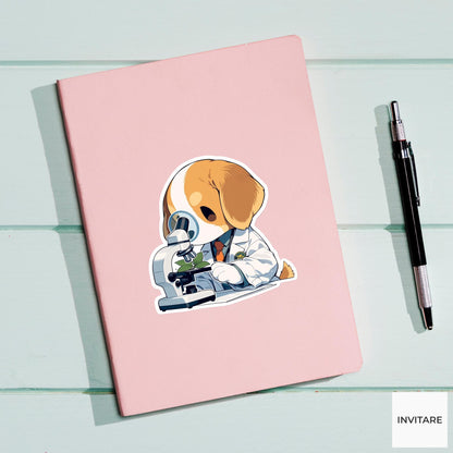 Beagle Biology Student Sticker, Cute Kawaii Laptop Bottle Planner Journal Science Gift