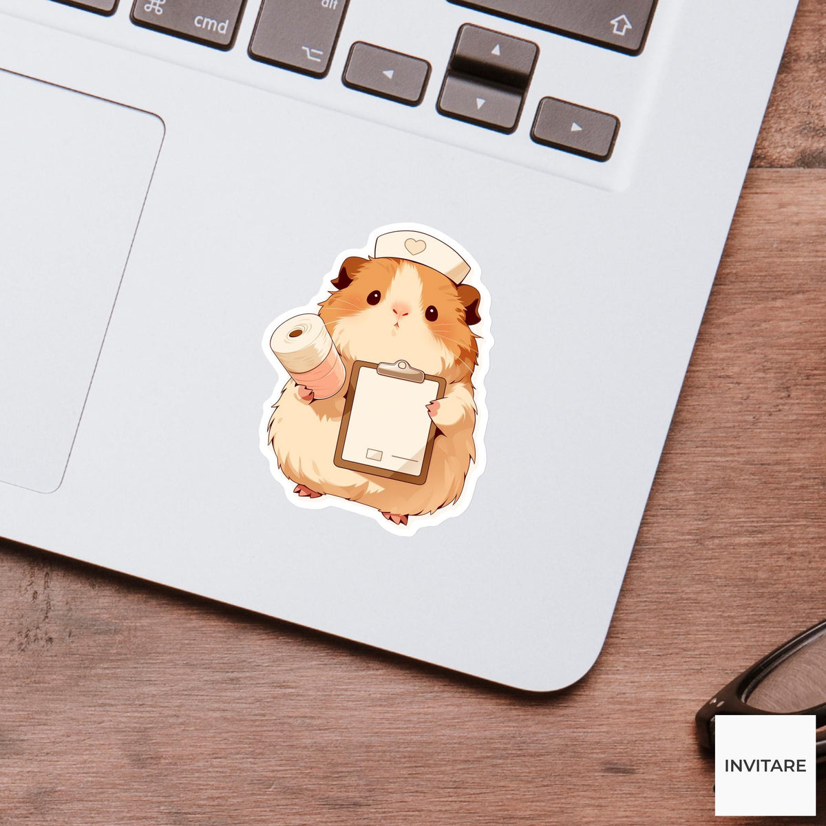 Guinea Pig School Nurse Sticker, Cute Kawaii Laptop Bottle Planner Journal Nurse Gift