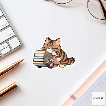 Maine Coon Cat Librarian Sticker, Cute Kawaii Laptop Bottle Planner Journal Library Gift