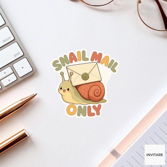 Snail Mail Only Sticker, Funny Snail Mail Pun Laptop Planner Gift for Letter Lover