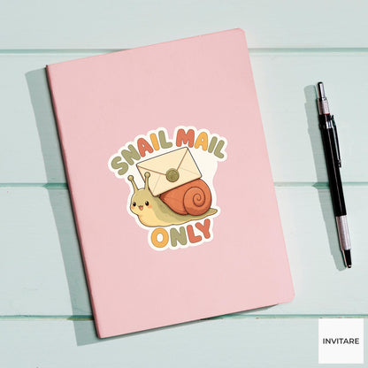Snail Mail Only Sticker, Funny Snail Mail Pun Laptop Planner Gift for Letter Lover