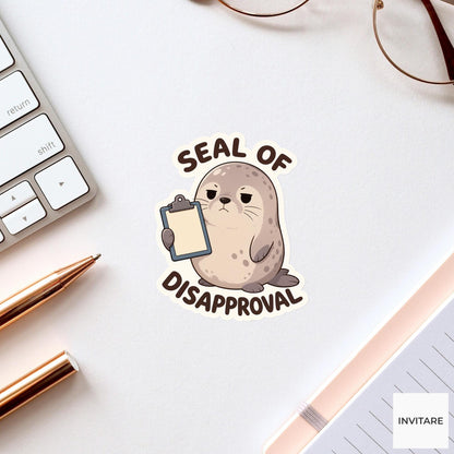 Seal of Disapproval Sticker, Funny Seal Office Pun Laptop Planner Gift for Sarcastic Friend