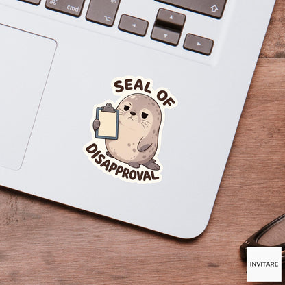 Seal of Disapproval Sticker, Funny Seal Office Pun Laptop Planner Gift for Sarcastic Friend