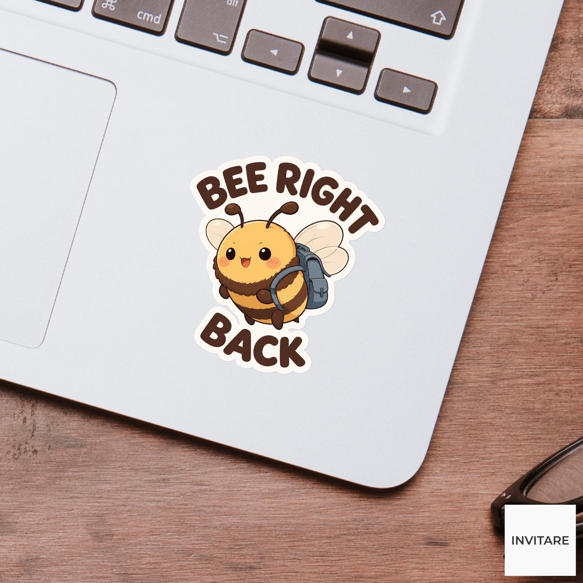 Bee Right Back Sticker, Funny Bee Student Pun Laptop Planner Gift for Busy Friend