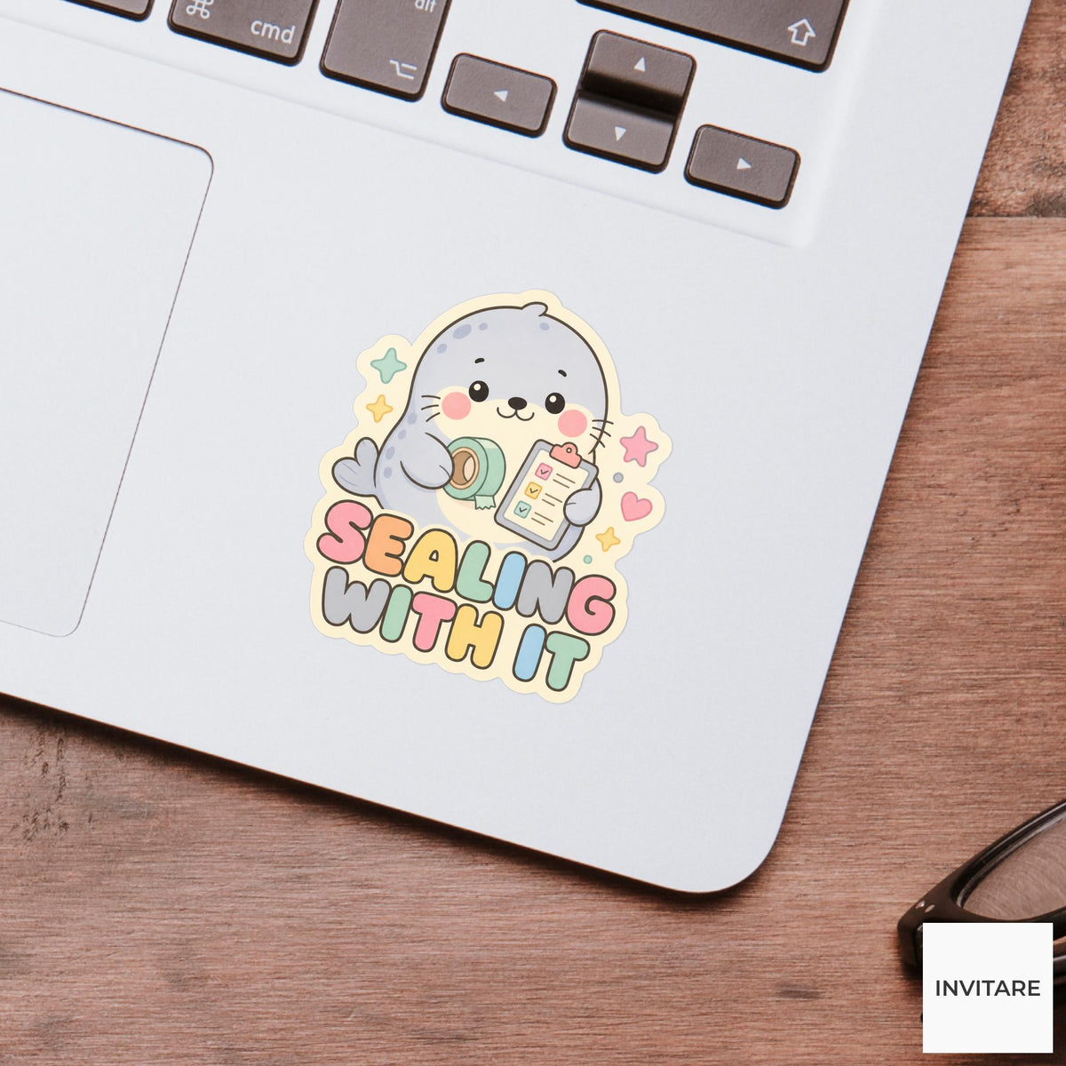 Sealing With It Sticker, Funny Seal Checklist Pun Laptop Planner Gift for Organized Friend