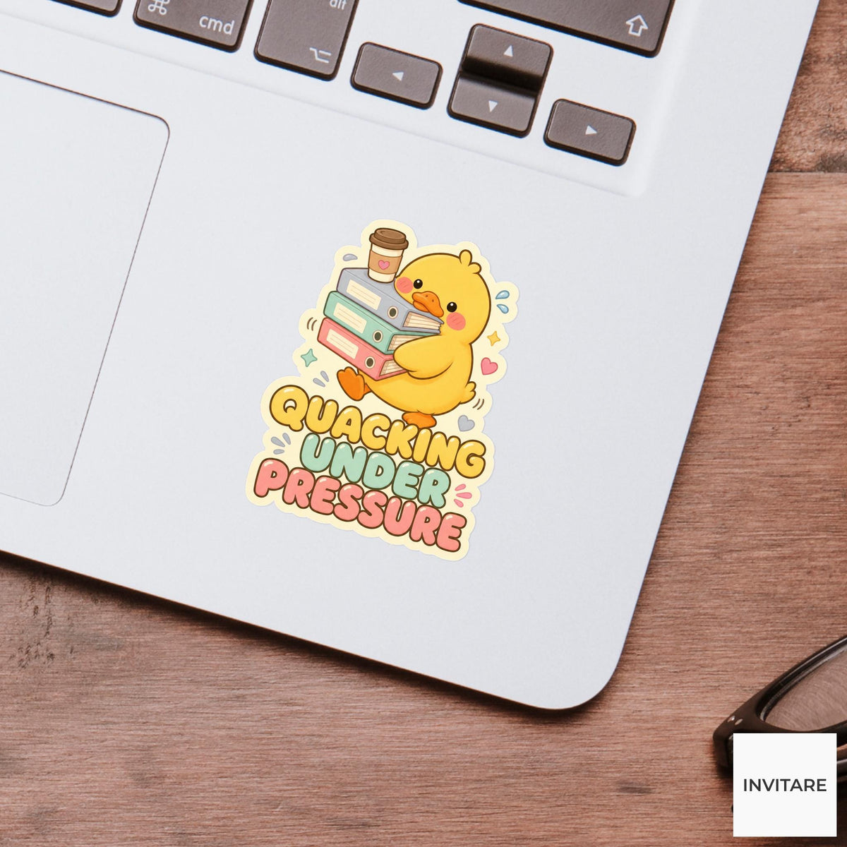 Quacking Under Pressure Sticker, Funny Duck Work Pun Laptop Planner Gift for Stressed Student