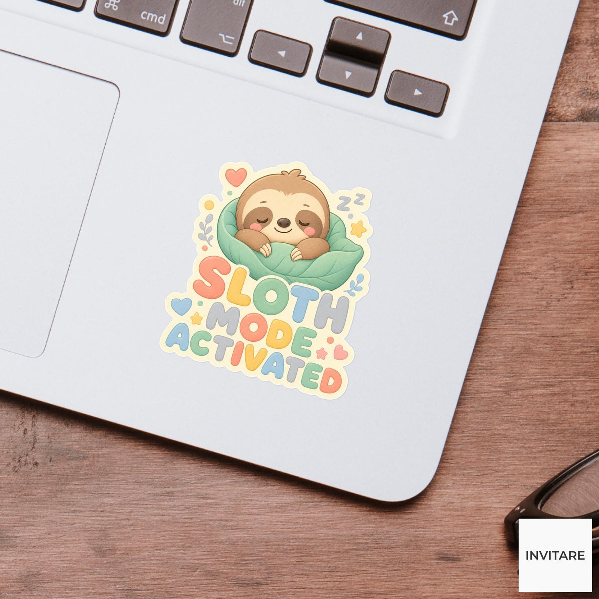 Sloth Mode Activated Sticker, Funny Sloth Nap Pun Laptop Planner Gift for Sleepy Friend
