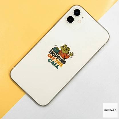 Hopping Off This Call Sticker, Funny Frog Meeting Pun Laptop Gift for Remote Worker