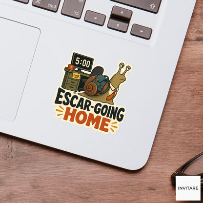 Escar-going Home Sticker, Funny Snail Office Pun Laptop Planner Gift for Coworker