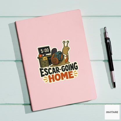 Escar-going Home Sticker, Funny Snail Office Pun Laptop Planner Gift for Coworker
