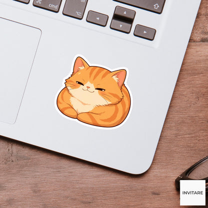 Smug Orange Tabby Loaf Sticker, Funny Kawaii Laptop Bottle Planner Journal Cat Lover Gift