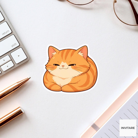 Smug Orange Tabby Loaf Sticker, Funny Kawaii Laptop Bottle Planner Journal Cat Lover Gift