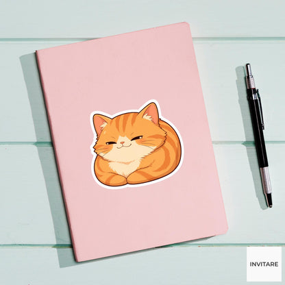 Smug Orange Tabby Loaf Sticker, Funny Kawaii Laptop Bottle Planner Journal Cat Lover Gift