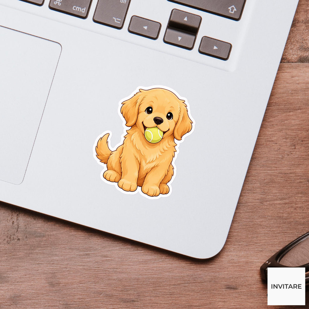 Golden Retriever Tennis Ball Sticker, Proud Kawaii Puppy Laptop Bottle Planner Journal Gift
