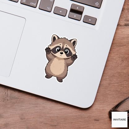 Caught Raccoon Sticker, Guilty Kawaii Reaction Laptop Bottle Planner Journal Funny Animal Gift