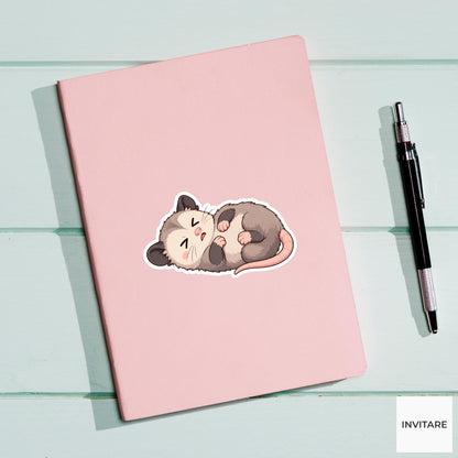 Playing Dead Possum Sticker, Dramatic Tired Kawaii Laptop Planner Journal Funny Animal Gift