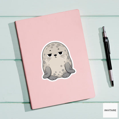 Unimpressed Harbor Seal Sticker, Funny Side Eye Kawaii Laptop Bottle Planner Journal Gift