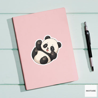 Clumsy Giant Panda Rolling Sticker, Funny Kawaii Laptop Bottle Planner Journal Animal Gift