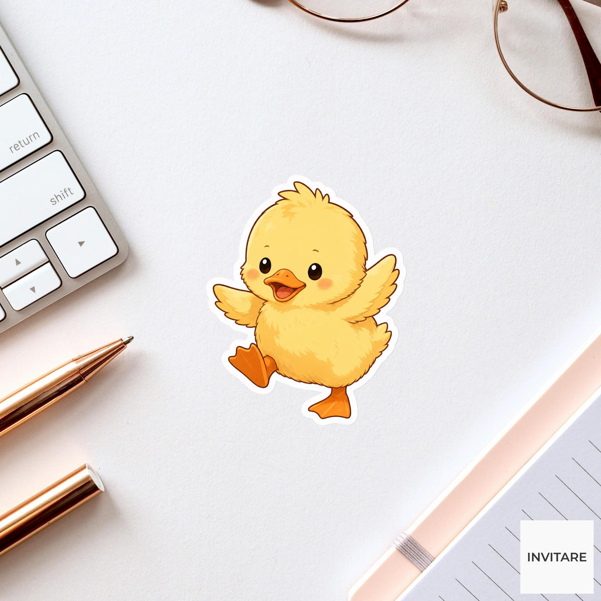 Wobbly Yellow Duckling Sticker, Determined Kawaii Bird Laptop Bottle Planner Journal Bird Lover Gift