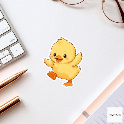 Wobbly Yellow Duckling Sticker, Determined Kawaii Bird Laptop Bottle Planner Journal Bird Lover Gift