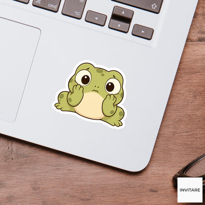 Overwhelmed Frog Sticker, Anxious Kawaii Reaction Laptop Bottle Planner Journal Frog Lover Gift