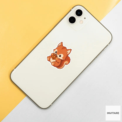 Focused Squirrel Witch Acorn Sticker, Cute Kawaii Animal Halloween Laptop Bottle Planner Journal Gift