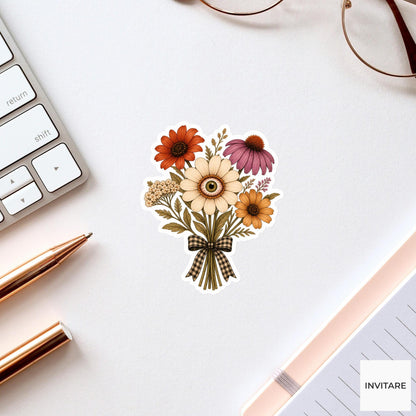Eyeball Wildflower Bouquet Sticker, Cute Spooky Halloween Laptop Bottle Planner Journal Gift