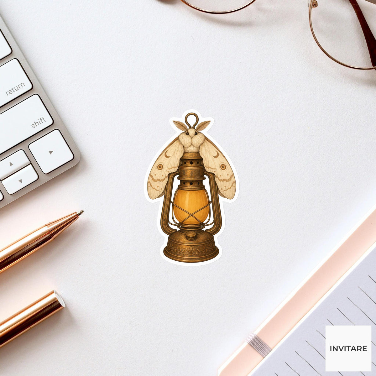 Moth Lantern Guide Sticker, Cute Spooky Halloween Laptop Bottle Planner Journal Gift