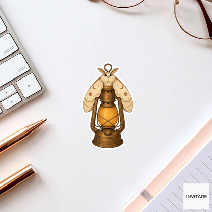 Moth Lantern Guide Sticker, Cute Spooky Halloween Laptop Bottle Planner Journal Gift