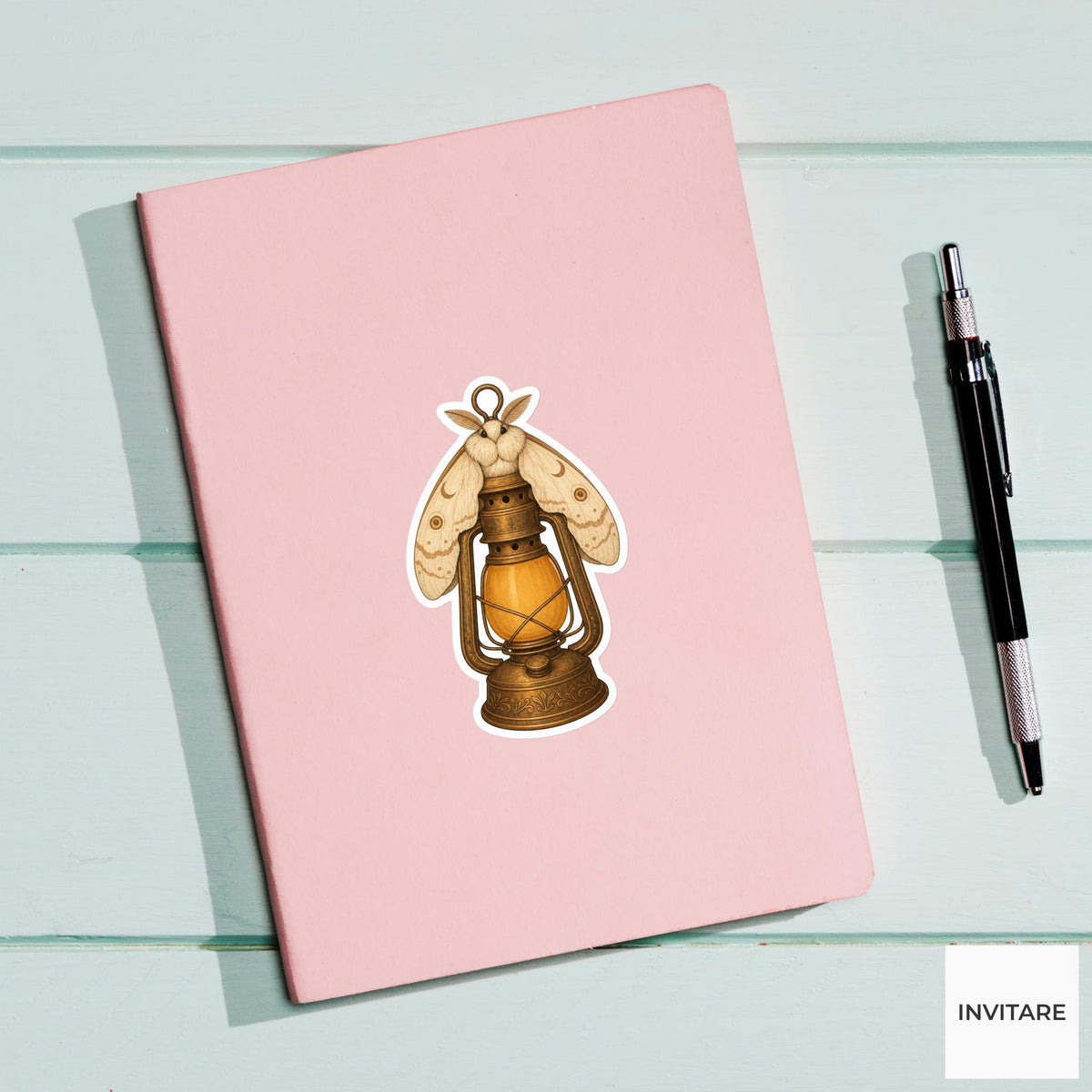 Moth Lantern Guide Sticker, Cute Spooky Halloween Laptop Bottle Planner Journal Gift