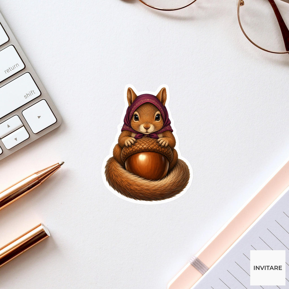 Squirrel Acorn Fortune Teller Sticker, Cute Spooky Halloween Laptop Bottle Planner Journal Gift