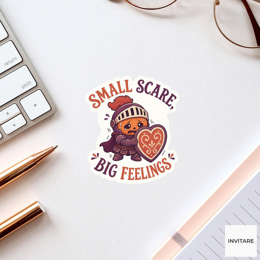 Small Scare, Big Feelings Sticker, Funny Spooky Halloween Laptop Bottle Planner Journal Gift