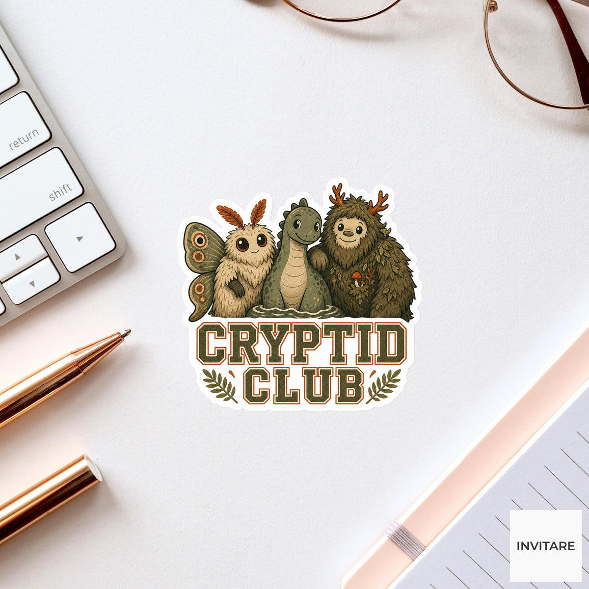 Cryptid Club Sticker, Funny Spooky Halloween Laptop Bottle Planner Journal Gift