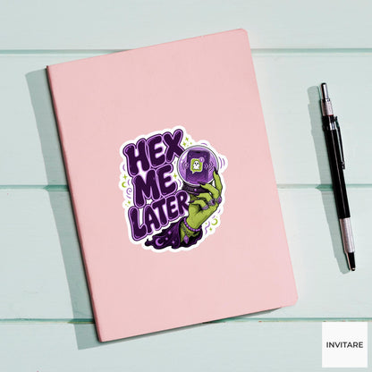 Hex Me Later Sticker, Funny Spooky Halloween Laptop Bottle Planner Journal Gift