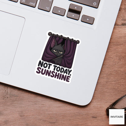 Not Today, Sunshine Sticker, Funny Spooky Halloween Laptop Bottle Planner Journal Gift