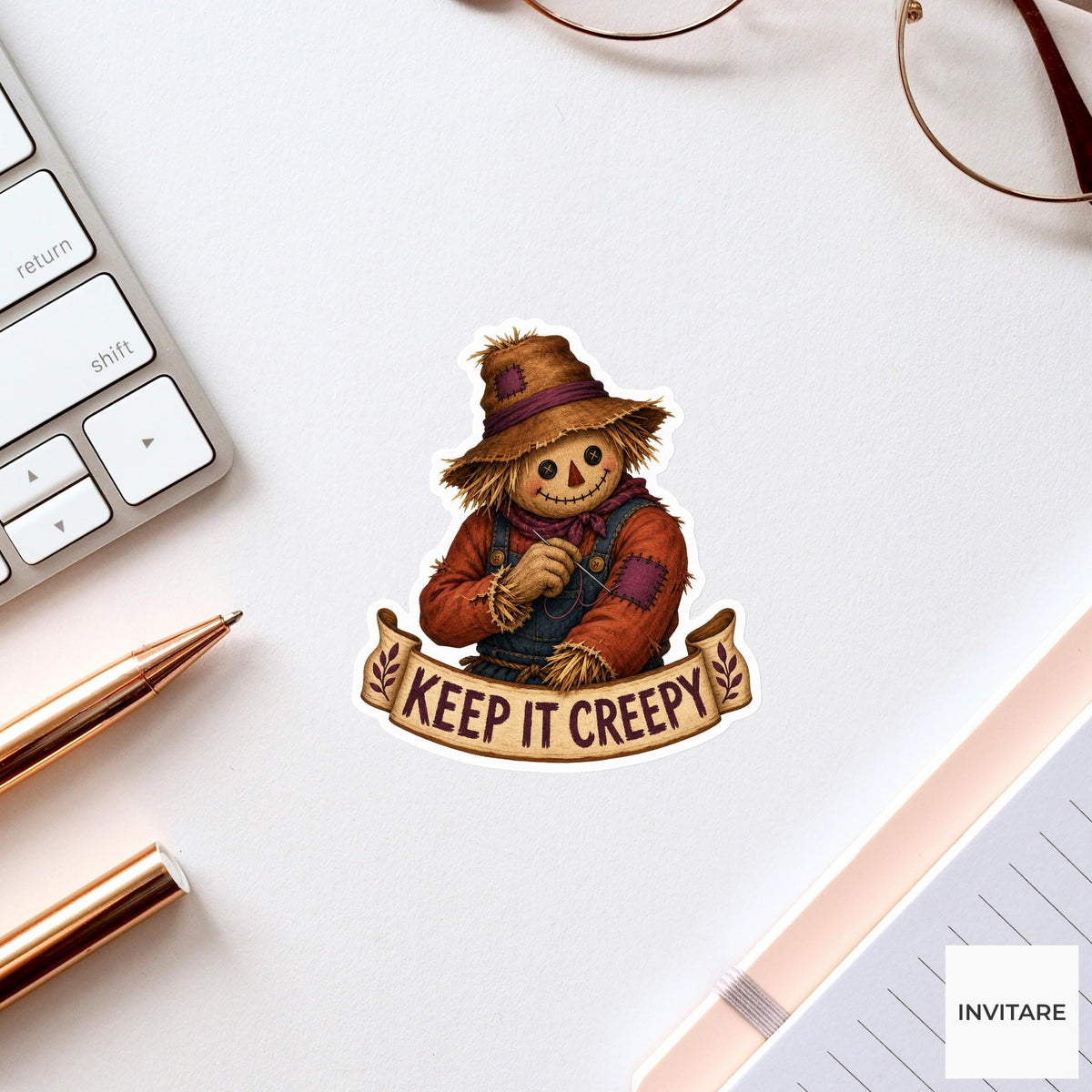 Keep It Creepy Sticker, Funny Spooky Halloween Laptop Bottle Planner Journal Gift