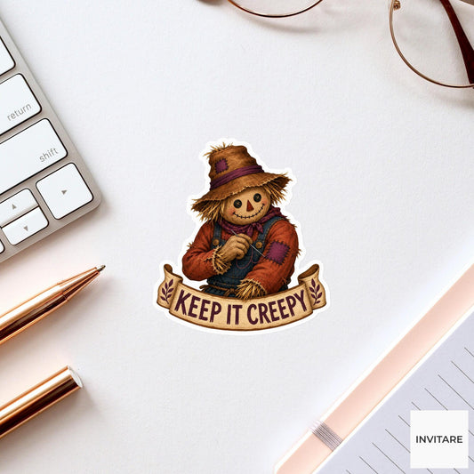 Keep It Creepy Sticker, Funny Spooky Halloween Laptop Bottle Planner Journal Gift