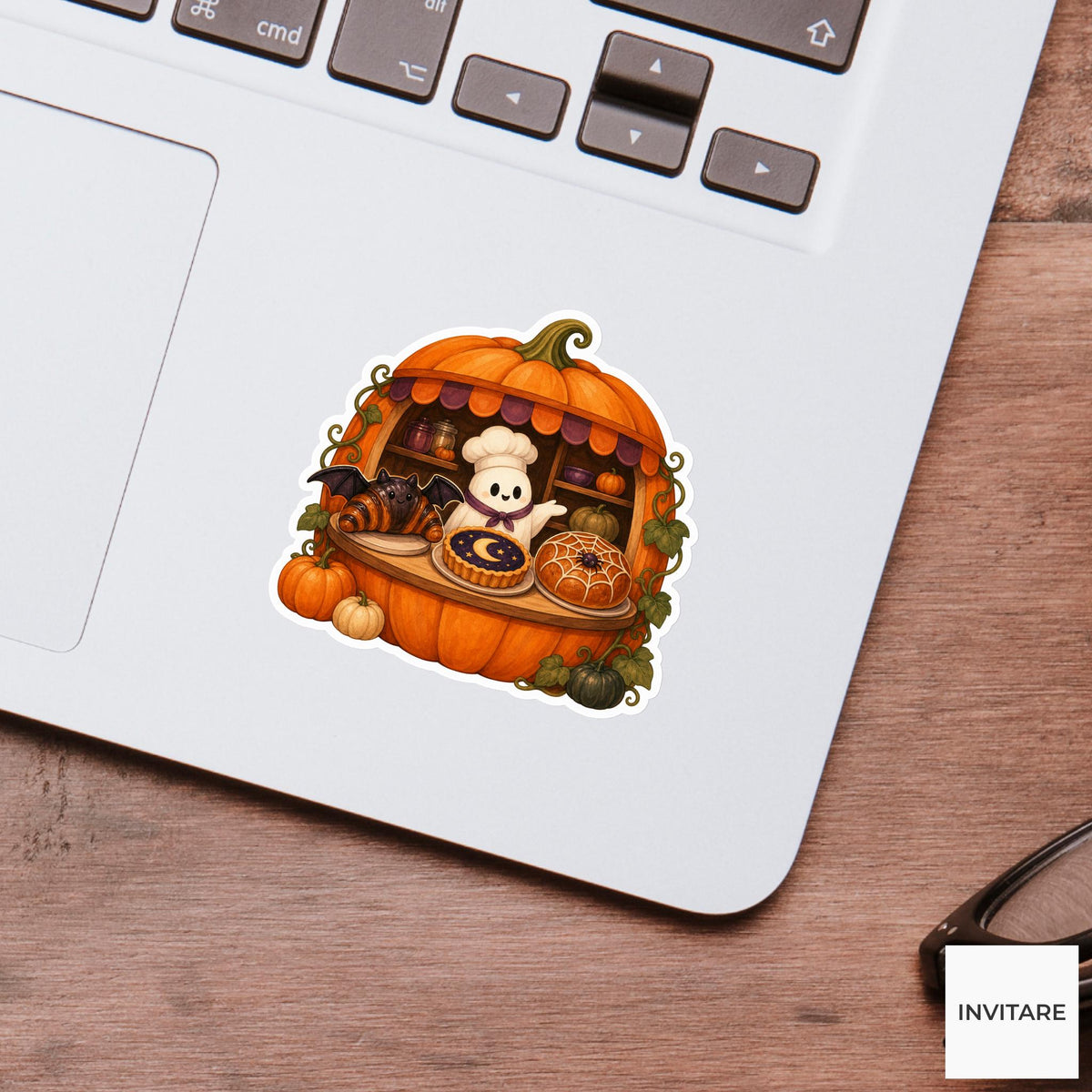 Haunted Bakery Counter Sticker, Cute Spooky Halloween Laptop Bottle Planner Journal Gift