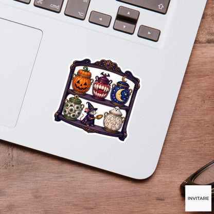 Candy Apothecary Shelf Sticker, Cute Spooky Halloween Laptop Bottle Planner Journal Gift