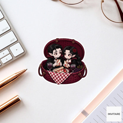 Vampire Picnic Basket Sticker, Cute Spooky Halloween Laptop Bottle Planner Journal Gift