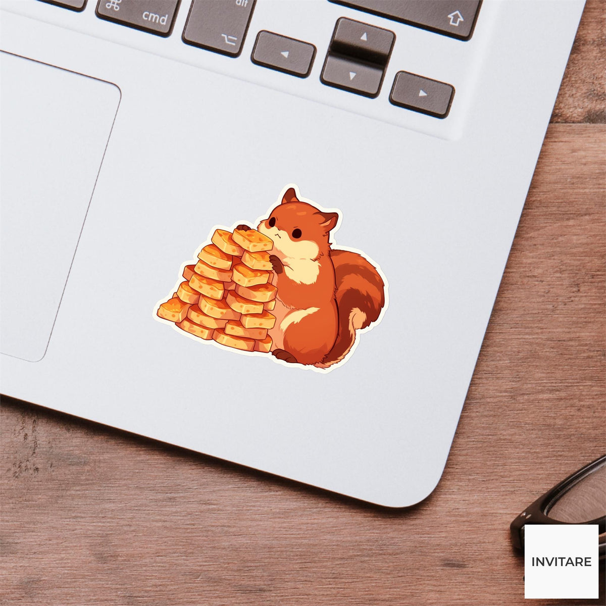 Pumpkin Pie Squirrel Sticker, Funny Thanksgiving Feast Laptop Planner Journal Autumn Animal Gift