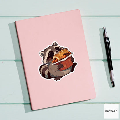 Thanksgiving Leftovers Raccoon Sticker, Funny Dinner Roll Laptop Planner Journal Animal Gift