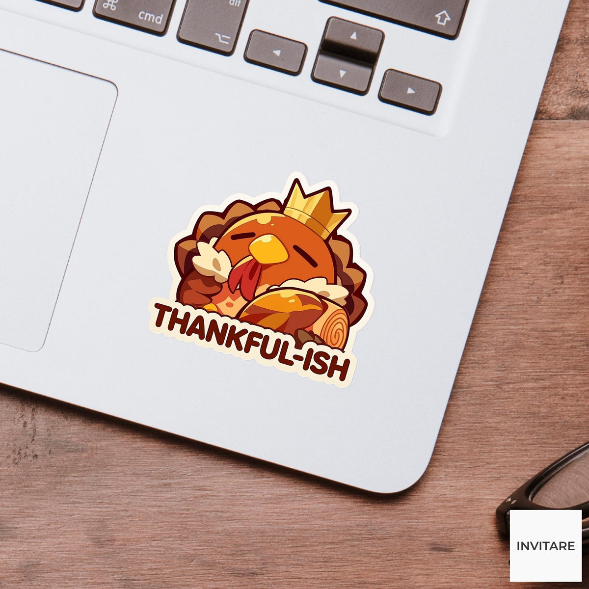 Thankful Ish Turkey Sticker, Sarcastic Thanksgiving Dinner Roll Laptop Planner Journal Humor Gift