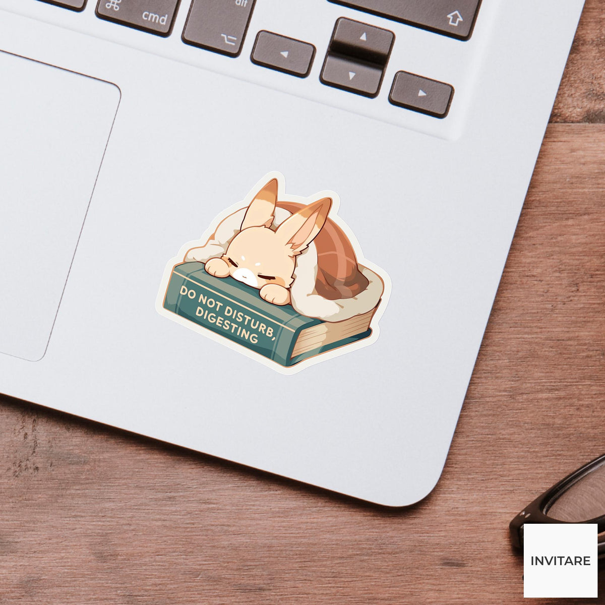 Do Not Disturb Digesting Bunny Sticker, Funny Thanksgiving Reader Laptop Planner Journal Gift