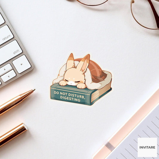 Do Not Disturb Digesting Bunny Sticker, Funny Thanksgiving Reader Laptop Planner Journal Gift