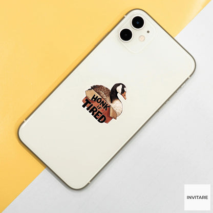 Honk If Tired Goose Sticker, Funny Thanksgiving Leftovers Laptop Planner Journal Bird Gift