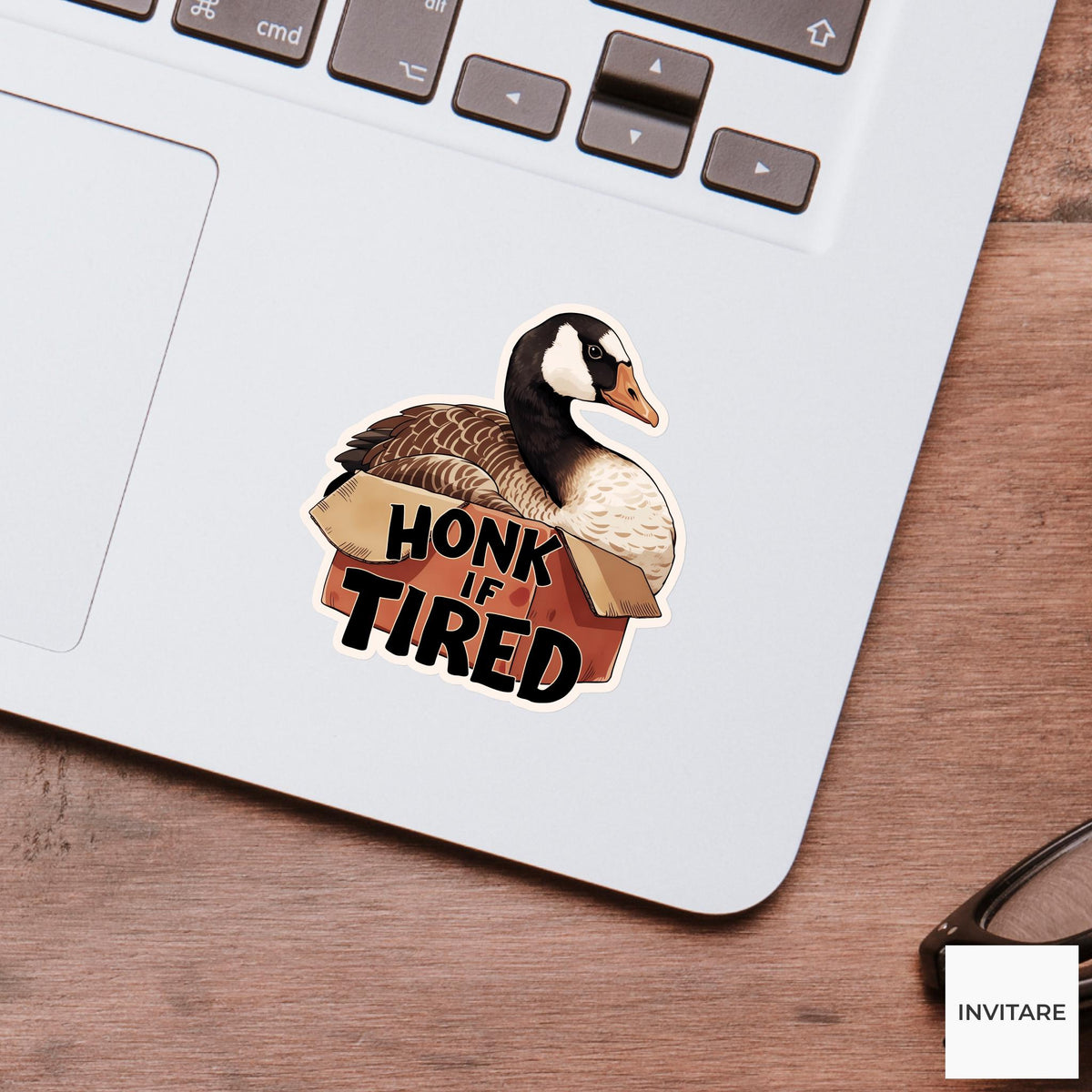 Honk If Tired Goose Sticker, Funny Thanksgiving Leftovers Laptop Planner Journal Bird Gift