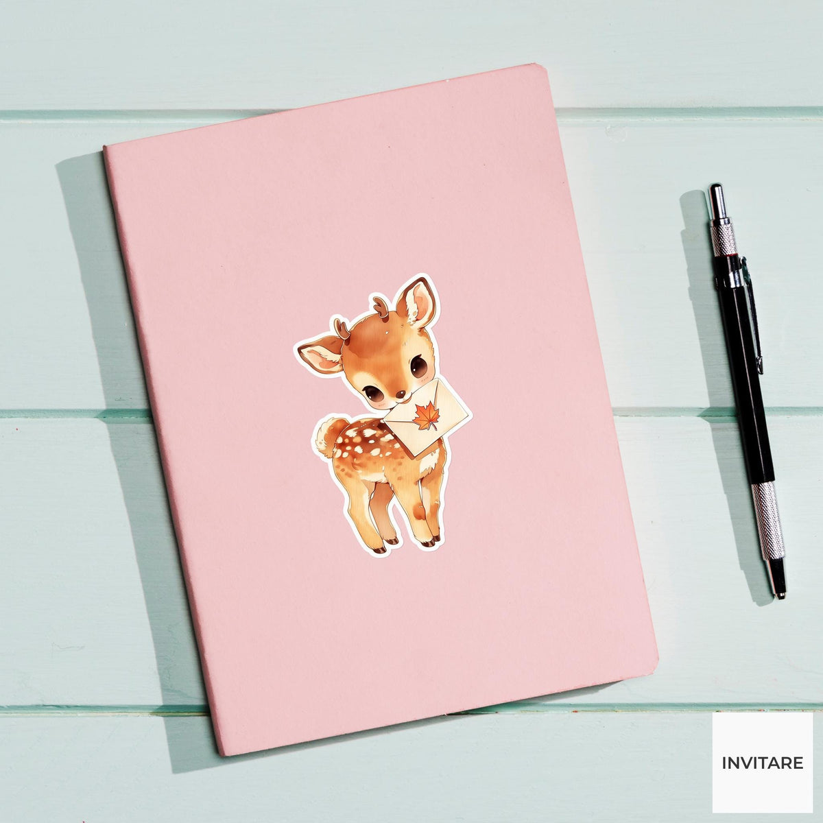 Watercolor Fawn Gratitude Note Sticker, Thankful Autumn Laptop Planner Journal Animal Lover Gift